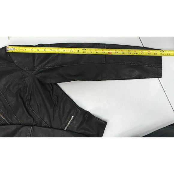 Baccini Jacket Womens Medium Black Faux Leather Moto Zip Up Peplum Biker Fitted - Picture 6 of 15